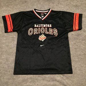 Vintage Nike Baltimore Orioles Shirt Youth Extra Large Black Orange Baseball Kid